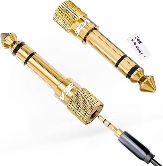 VCE 3.5mm to 1/4 Adapter Stereo Headphone Adapter, 24K Gold-Plated, 2-Pack