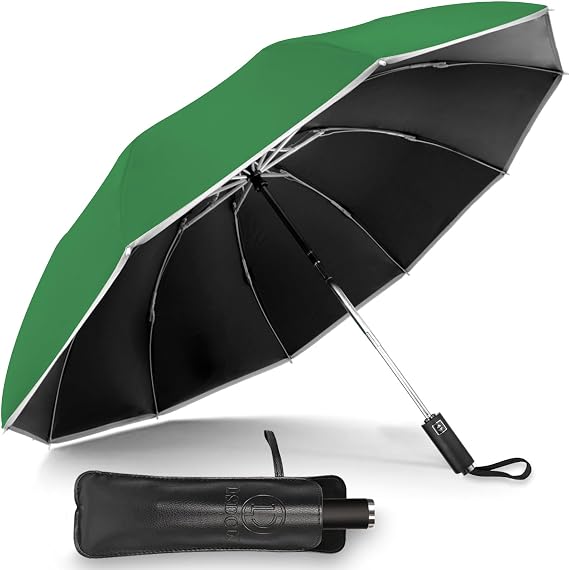 Automatic Umbrella with 360° Reflective Strip - Storm Resistant & UPF 50+ Sun Compact Reverse Folding Lightweight & Portable with