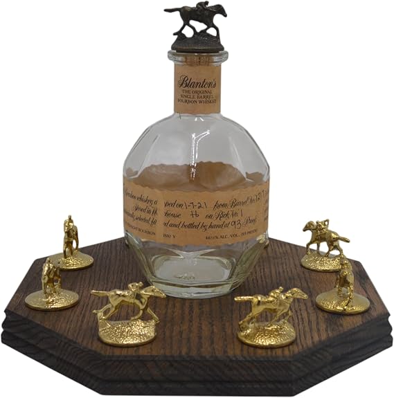 Blanton's Bourbon Horse Cork Stopper Display With Light Solid Oak (Walnut)