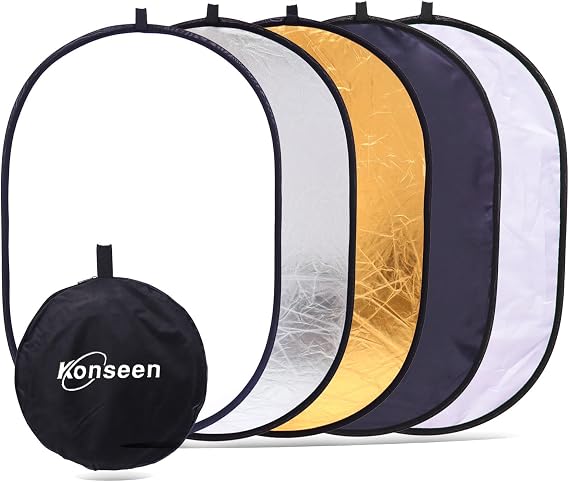 5 in 1 Camera Lighting Reflector/Diffuser Kit 40"x 60"/100 x 150CM Portable Multi-Disc Collapsible Backdround/Backdrop with Carrying Case for Photpgraphy Studio Outdoor Vedio Lighting