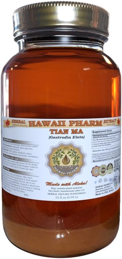 Tian Ma Tincture, Tian Ma, Gastrodia (Gastrodia Elata) Tuber Liquid Extract, Herbal Supplement 32 fl.oz