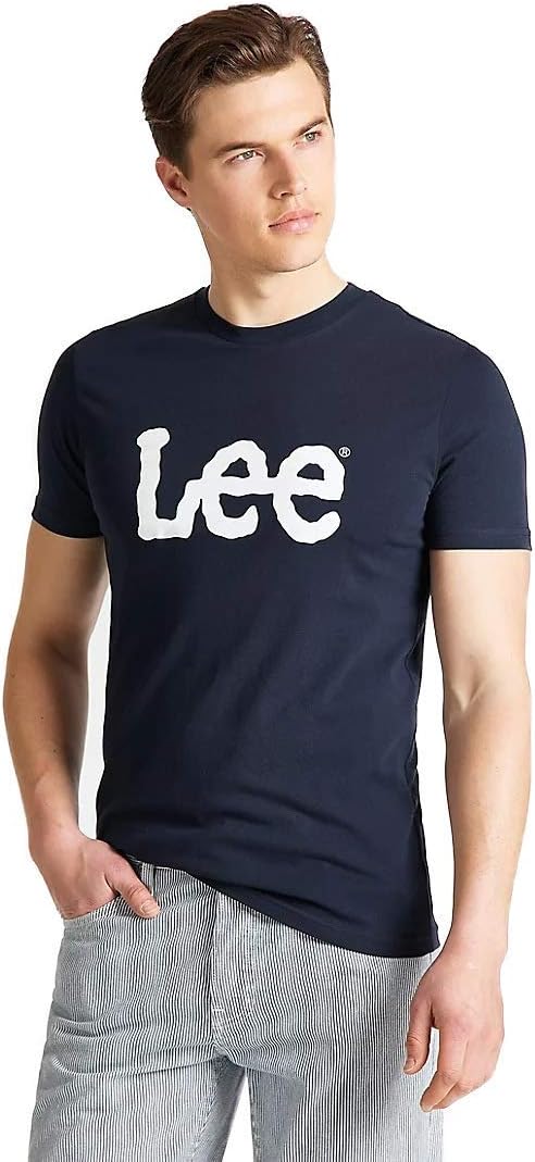 Lee - Mens T Shirt - Regular Fit - Wobbly Logo Tee - Navy Drop