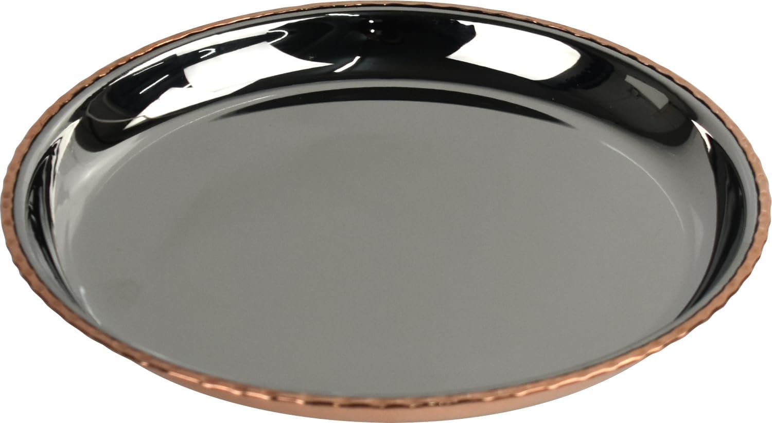 Catergold Copper & Stainless Steel Lunch & Dinner Plate 19cm Hand-Hammered Traditional Indian Thali Tableware (1)
