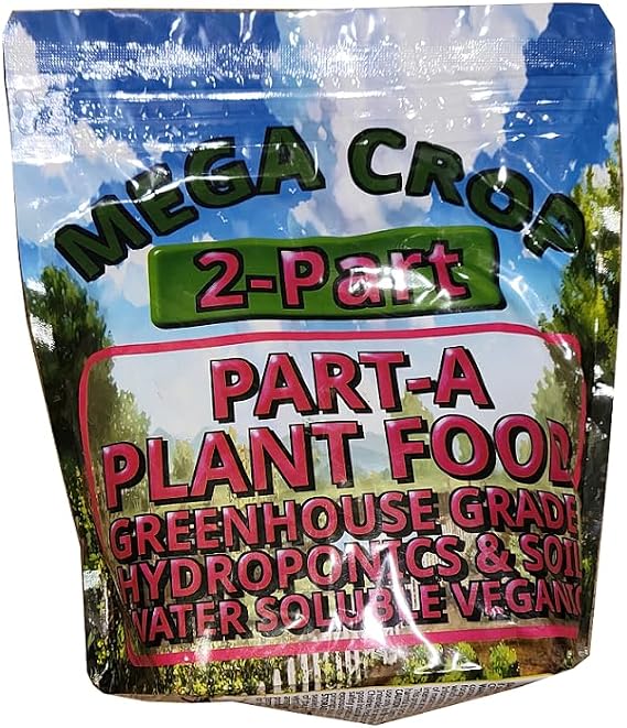 Mega Crop 2-Part A Hydroponic and Soil Base Nutrient Fertilizer for Plants with Organics NPK compatible Jacks 5-12-26