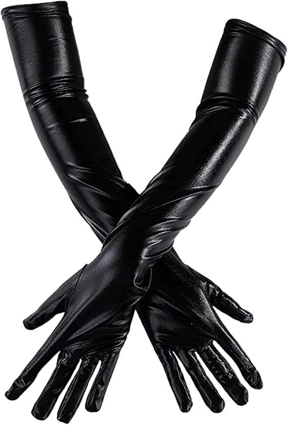Cicilin Long Elbow Gloves, Shiny Patent Leather Gloves Women Opera Gloves Evening Party Dance