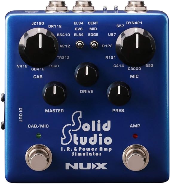 NUX Solid Studio IR Power Amp Simulator IR Loader with Built-in Cabinet Microphones and Microphone Positions and Power Amp Simulator with 3 Tubes and Power Amp Controls
