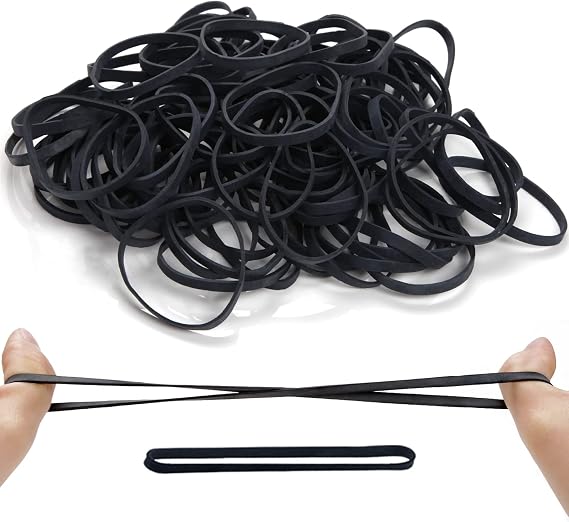 Elastic Bands 100Pcs Rubber Bands 100x5mm Heavy Duty Rubber Bands Natural Strong Elastic Bands for Stationary Stretchable Black Bands for Home School Office Workshop Accessories