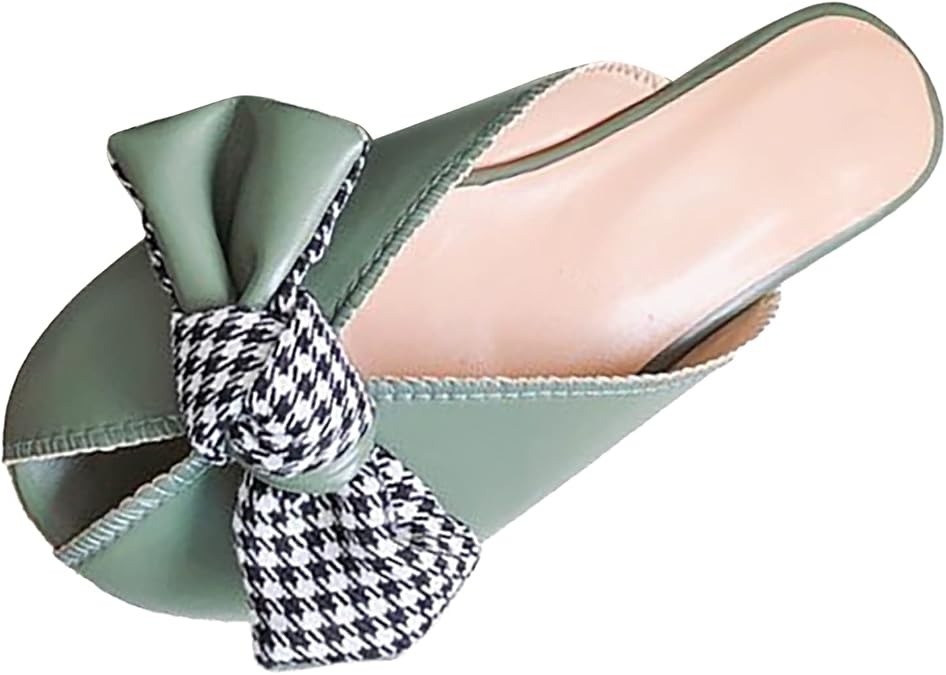 Women's Closed Toe Slides Pearl Floral Bowknot Slip On Half Shoes Boho Slides