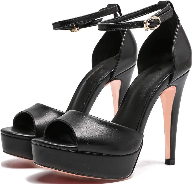 YooPrettyz Women Sexy High Heels Open Toe Stiletto Platform Pumps Ankle Strap Sandals