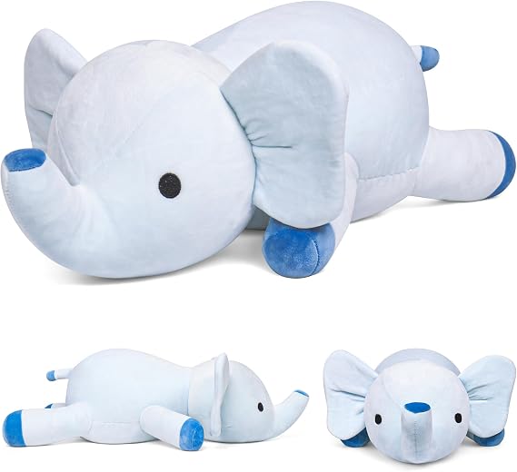 Wepop Elephant Weighted Stuffed Animal 24in 4.2lbs Weighted Elephant Plush | Comfortable Weighted Elephant Stuffed Animals Plushies Gifts for Adults, Kids, Girls and Boys