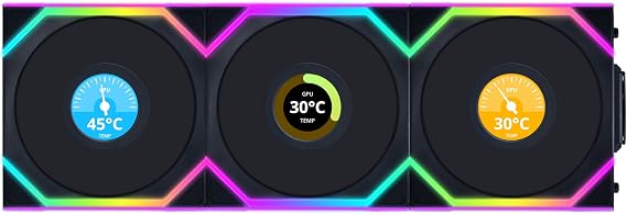 Lian Li UNI FAN SL WIRELESS LCD 3x120mm Siyah Kasa Fanı (G99.12SLLCD1W3B.00)