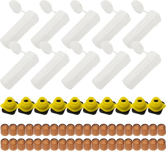 Bee Queen Rearing Cupkit Box Cage Set with 100 Cell Cups and Holders for Beekeeping, Plastic Queen Breeding Kit