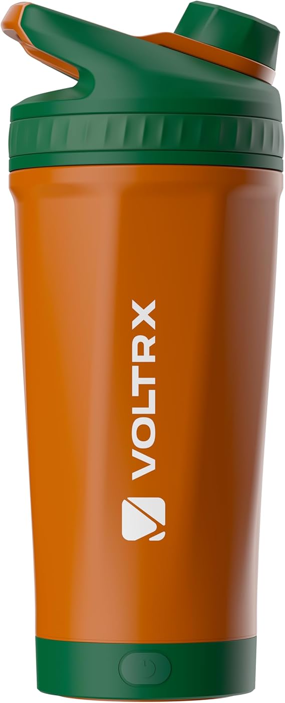 VOLTRX ChillMix Shaker Bottle Insulated Stainless Steel - USB C Rechargeable Electric Protein Shake Mixer, Shaker Cups for Protein Shakes and MealReplacement, Chrome Steel