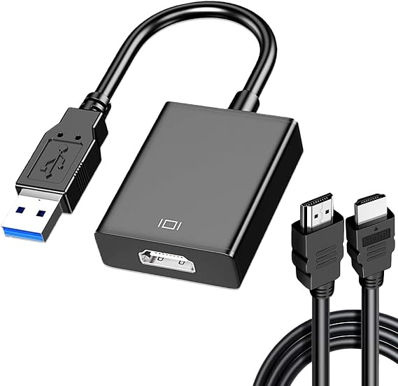 USB to HDMI Adapter with 6FT HDMI Cable, USB 3.0 to HDMI Full 1080P Video Audio Converter for PC, Laptop to Monitor, Support Windows XP 7/8/8.1/10/11