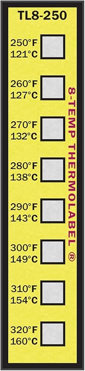 8-Temp Thermolabel 250-320F Temperature Label Pack of 16 Labels