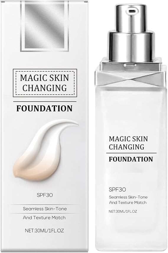 Color Changing Foundation SPF 30 - Foundation for Mature Skin - Hydrating Coverage, Create a Flawless and Delicate Makeup Look - Long Lasting Sunscreen Foundation