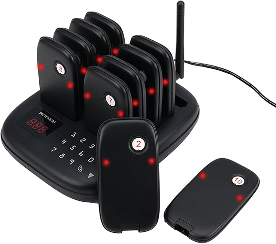 Retekess TD175S Restaurant Pager System, 2625ft Long Range, 10 Pagers and Beepers, 7 Call Modes with Vibration, Flashing and Buzzer, 4 Keypad Modes for Food Court, Food Truck, Church Nursery