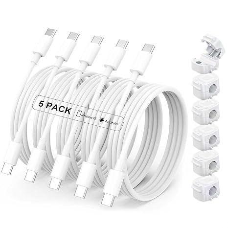 MUXA 5 Pack USB C Cable 6 Pack Cord Organizer Magnetic Cable Clips for Car Home Office Desk Accessory