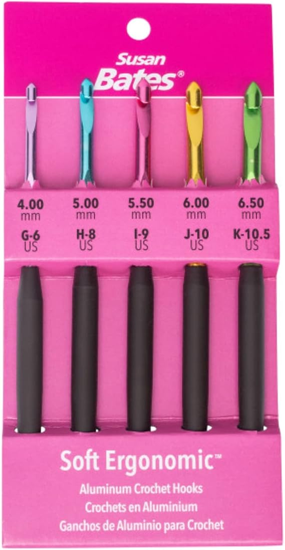Susan Bates Crochet Hook Set SZ G6-K105, Dimensions G6/4mm - K10.5/6.5mm