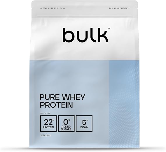 Bulk Pure Whey Protein Powder, Chocolate Peanut, 1kg | 22g Protein and 5g BCAAs per Scoop, Whey Concentrate Shake, Low Sugar, Supports Muscle Growth and Repair, Smooth Mixing