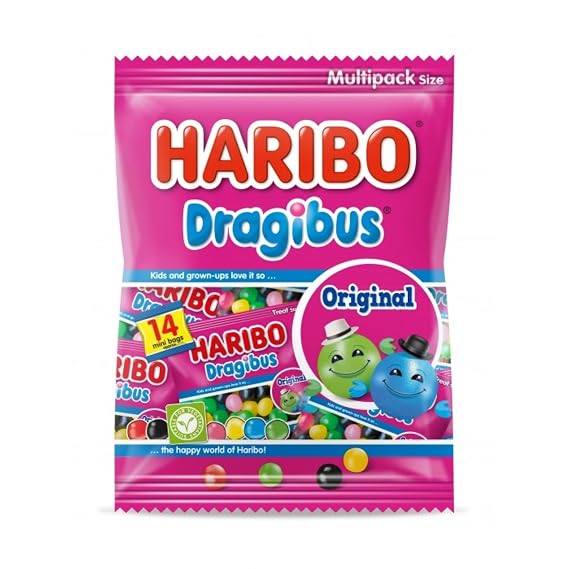 Soft Candy | Haribo | Dragibus Original Multipack Size | Total Weight 12.35 ounce