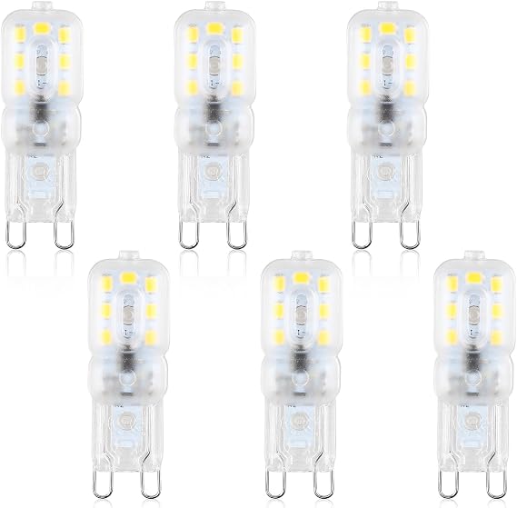 6 Pack G9 Led Bulbs Warm White 3000K 2.5W to 20W 220 Lumens 21W Equivalent | 360° Beam Angle with Transparent Lens AC220-240V LED Light Bulb Mini LED Energy Saving Lamp Non-Dimmable [Energy Class A]