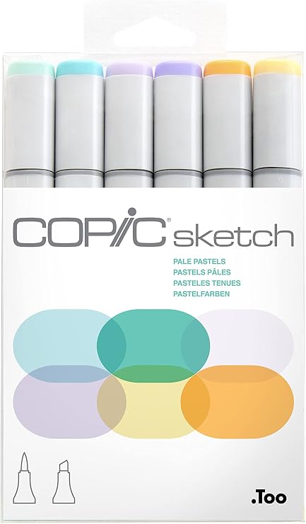 Copic Sketch Marker Pale Pastel Set, 6 Color Set