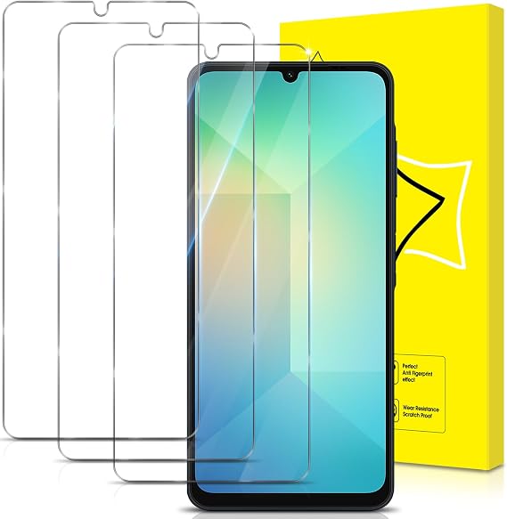 GiiYoon-3 PACK Screen Protector for Samsung Galaxy A06 Tempered Glass [HD Full Coverage] [Easy Installation] [Round Edge] [Scratch Resistant] [9H Hardness]