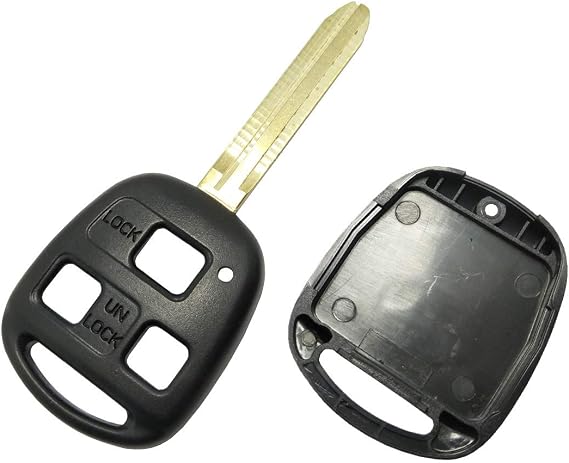 Replacement Key Fob Case Shell for Toyota Landcruiser 1998-2007 Toy43 3 Buttons Keyless Entry Remote Car Key Fob Cover Casing with Uncut Blade Blank (Model 2)