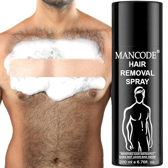 Hair Removal Spray for Men, Painless Body Hair Removal, Chest, Legs, Arms, Underarms, Cream Form, 6.76 fl. oz.