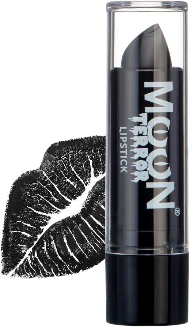 Black Lipstick | Midnight Black Halloween Lipstick | SFX Make up, Special Effects Make up Halloween Makeup Wednesday Addams Makeup Look | 4.2g