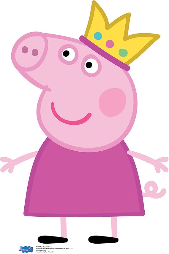 Star Cutouts Official SC959 Crown Mini Cardboard Cutout Peppa Pig Party 90cm Tall, Multicolour
