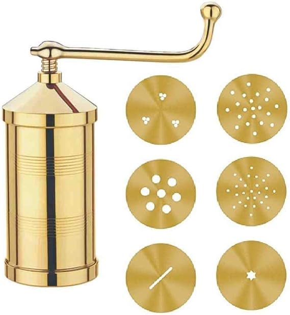 Chakli Press Maker Sevanazhi/Sevai Nazhi/Idiyappam Maker Machine Brass with 6 Different jalis, Making sev Gathiy