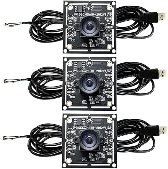 3PCS OV9732 Camera Module 1MP 1280x720 30fps, 100° Wide Angle USB Free Driver Manual Focus Webcam with 2m Cable for WinXP/7/8/10