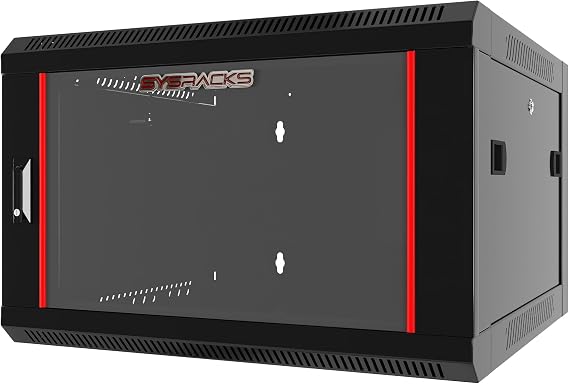 Sysracks 6U Wall Mount Server Rack Cabinet, 19 Network Enclosure, 24 Deep, Locking Glass Door, Custom-Ready IT Rack