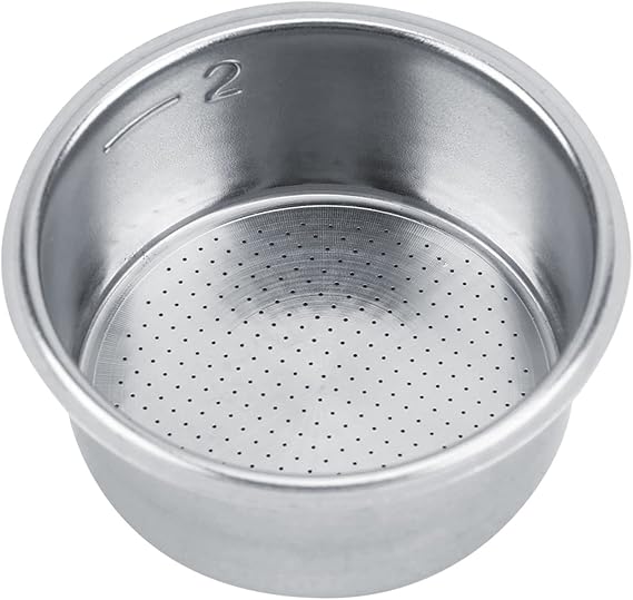 Tiiyee Stainless Steel Coffee Filter, Espresso Portafilter Basket Cup Non Pressurized Porous Filter Strainer Single Wall Replacement Accessories for Home Office Barista Maker Machines Parts