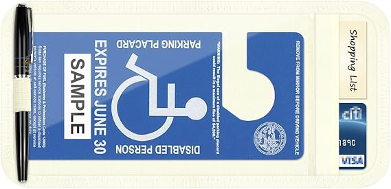 Handicap Placard Holder for Auto, Car Sun Visor Disabled Parking Tag, Beige