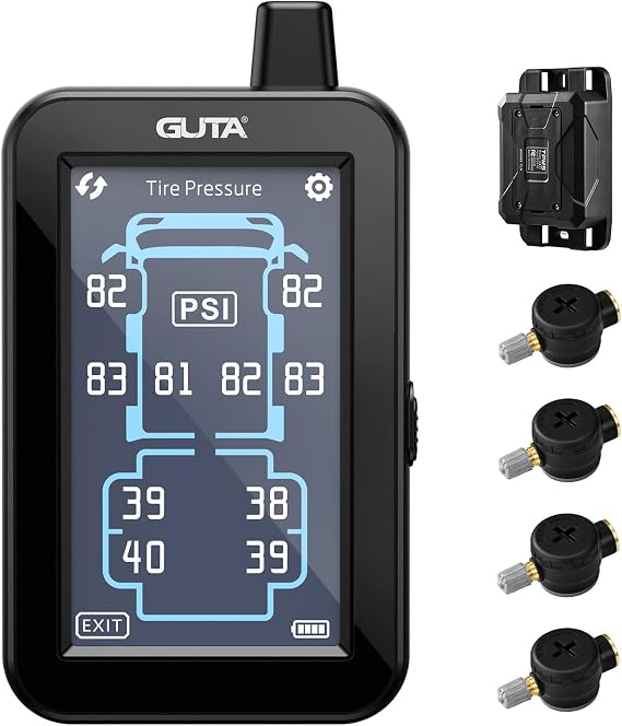 GUTA GT80 Trailer Tire Pressure Monitoring System,4 Flow-Thru Sensors TPMS