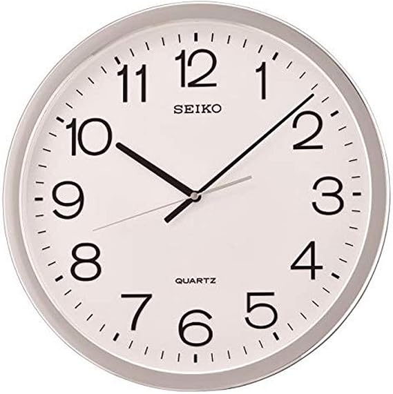 SEIKO QXA014SLH Office Classic Non Ticking Wall Clock, Silver, 16 Inch