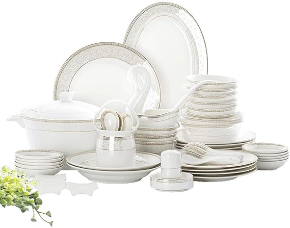 Party Dinnerware Resistant Dinner Set,White Round Porcelain Dinnerware Set,Plate/Bowl Set,Fine Bone China Dinnerware Set