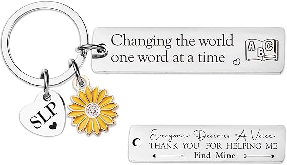 Speech Therapist Gifts Therapy Keychain - SLP Appreciation Gift with "Changing The World One Word at a Time" Quote, Thank You Present for Speech Pathologists