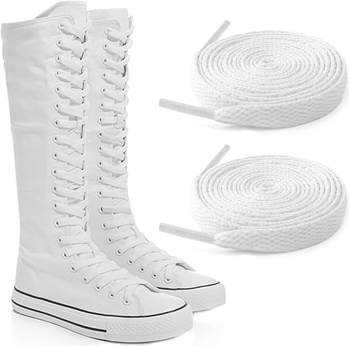 UamGlsob Long Shoe Laces for Converse Chuck Taylor All Star XXHi Knee High | 5/16"(8mm), Flat Polyester Shoe Strings, Extra Long Shoelaces Replacement for Knee High Top Sneakers
