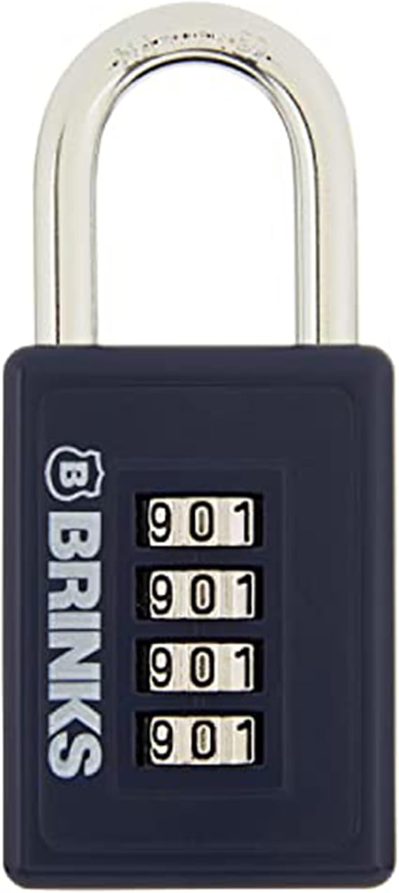 BRINKS - 40mm 4-Dial Resettable Sports Padlock - Zinc Die-Cast Body with Chrome Plated Shackle, Navy