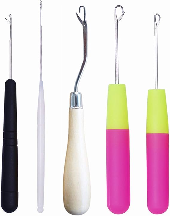 HAMIYELL Pack of 5 Different Sizes Latch Hook Crochet Needle Hook Tools for Braid Hair, Scarf Carpet Making and Other Crafts