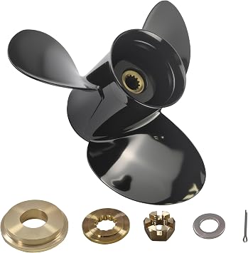 MARKGOO Propeller 13.5X15 Pitch RH 13 Spline Tooth with Hub Kit for OMC Johnson Evinrude V4 Outboard 40-140 HP Boat Motor Engine Parts 3 Blade Aluminum Prop 0765182 765182