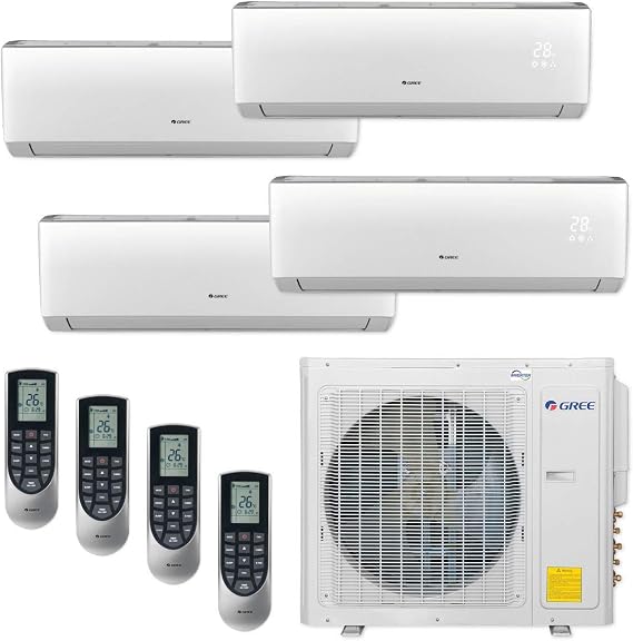 Gree 30,000 BTU Multi21+ Quad-Zone Wall Mount Mini Split Air Conditioner Heat Pump 208/230V SEER 21 (9-9-12-12)