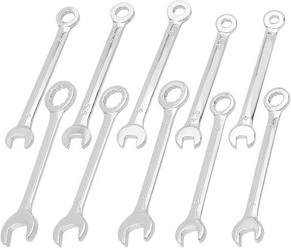 Mesee 10 Pieces Mini Combination Wrench Set Metric Small Ignition Wrenches 4-11mm Open and Box End Wrench Set Dual-Use Spanner Hand Repair Tool for Automotive Bike Industry Machine Home Appliance