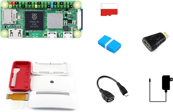 Waveshare Package B Compatible with Raspberry Pi Zero 2 WHC Bundle with Raspberry Pi Zero Case Power Supply 5V/3A Micro Card 16GB Card Reader and So On (8 Items) with Pre-Solder Color Coded Pinheader