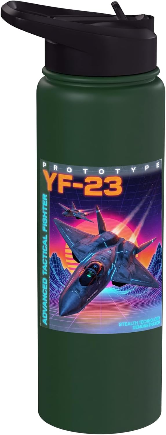 YF-23 Jet Fighter Y2K Aesthetic Graphic Stainless Steel Insulated Water Bottle