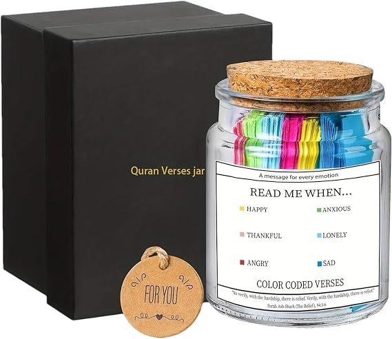 Quran Verse Jar, Hope and Prayer Jars with Colorful Verses, Spiritual Comfort Verses Prayer Bottle for Emotions and Feelings, Motivational Scripture Gratitude Jars for Baptism